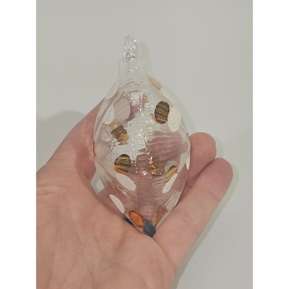 VINTAGE Hollow Clear Blown Glass Christmas Ornament Polka Dot Star Decor EUC - Picture 4 of 4